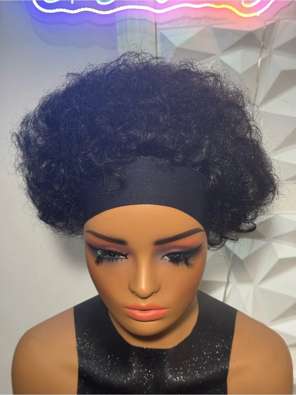 100% Human Hair Afro Curly Headband Wig | Glueless Short Natural Look Wig